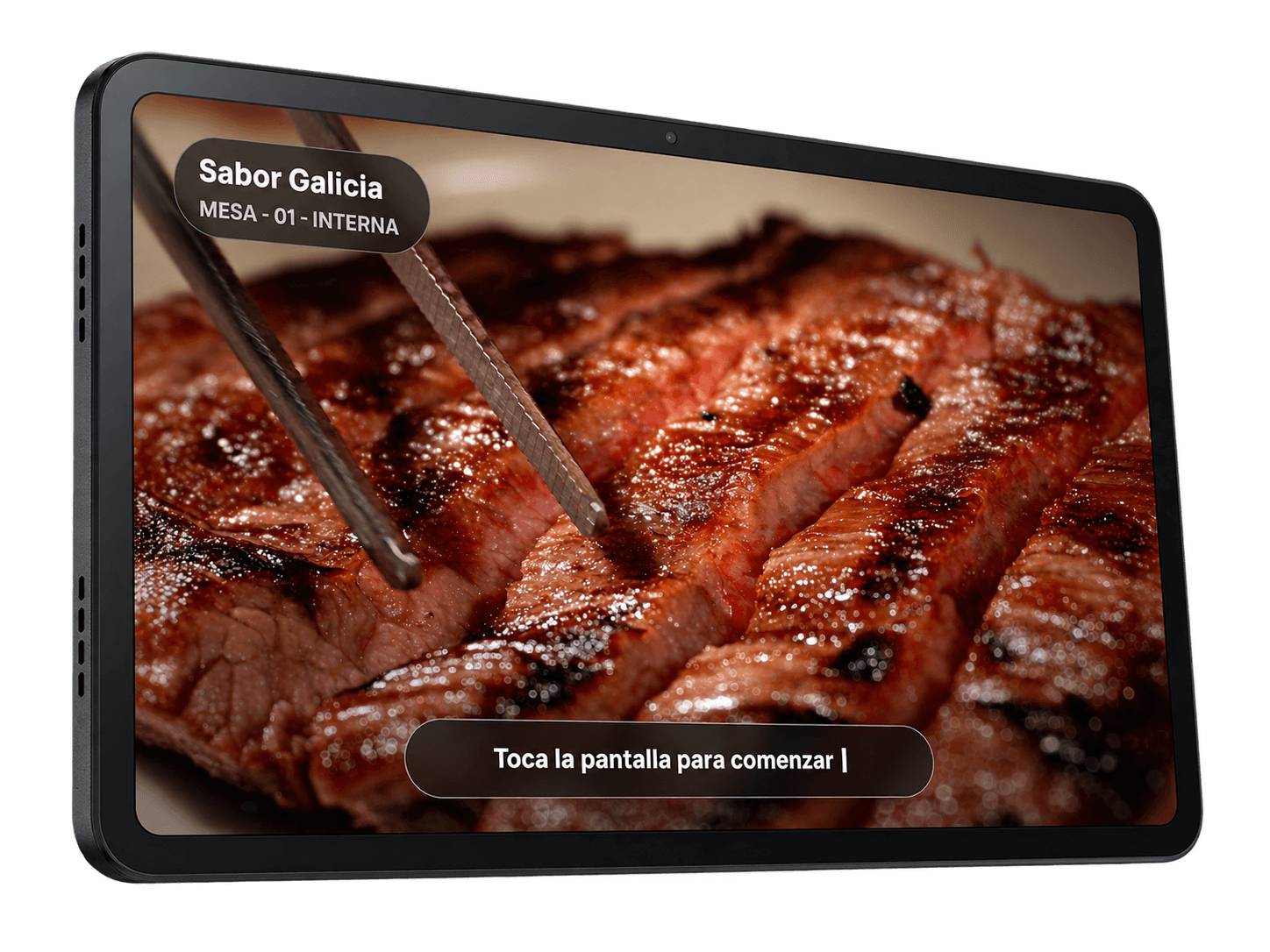 Tablet TapFlow con un pedido de mesa listo para comenzar